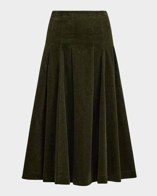 Pleated Corduroy Skirt
